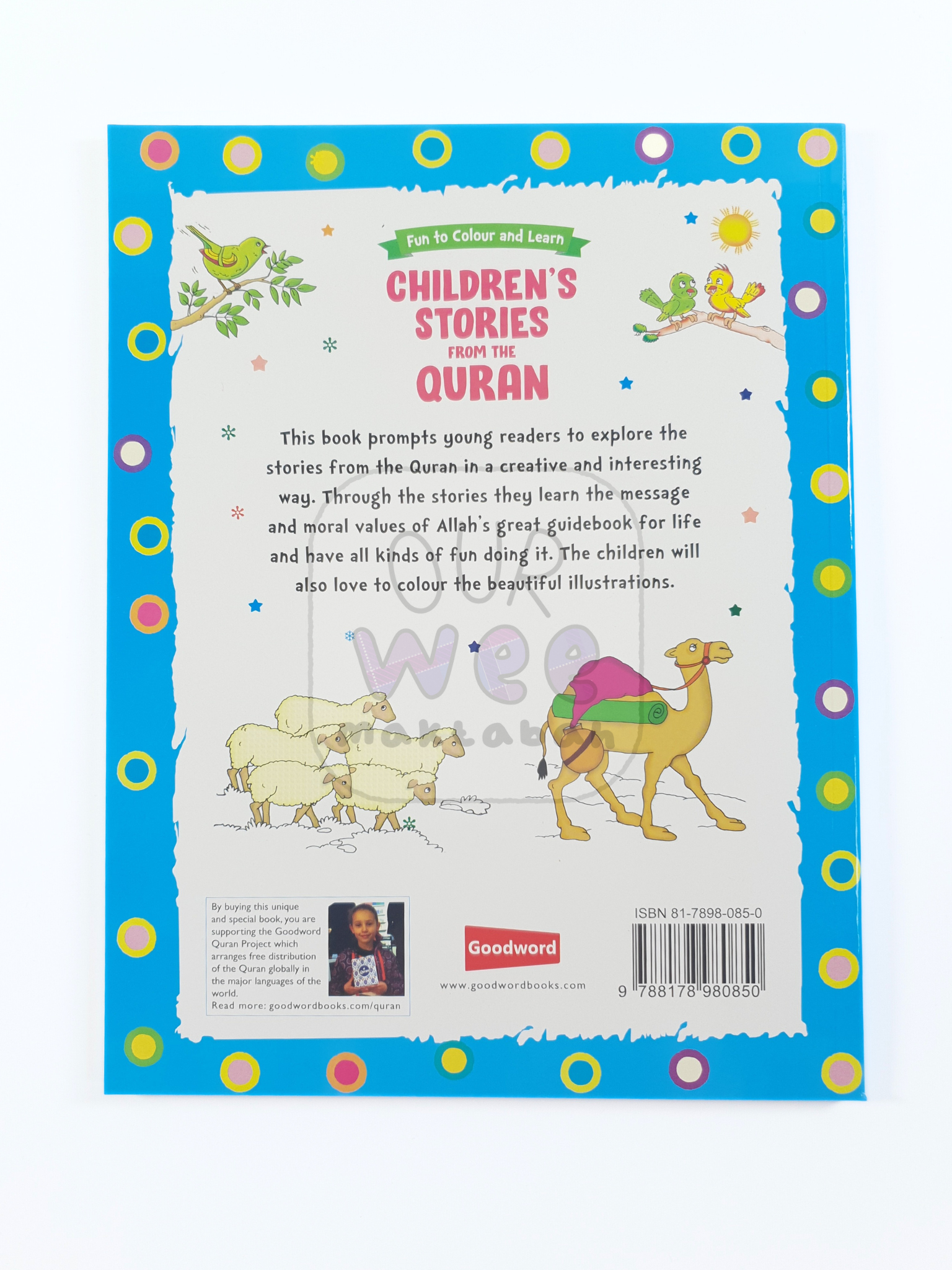 The Back cover of Chlidren's Stories from the Quran Colouring Book
