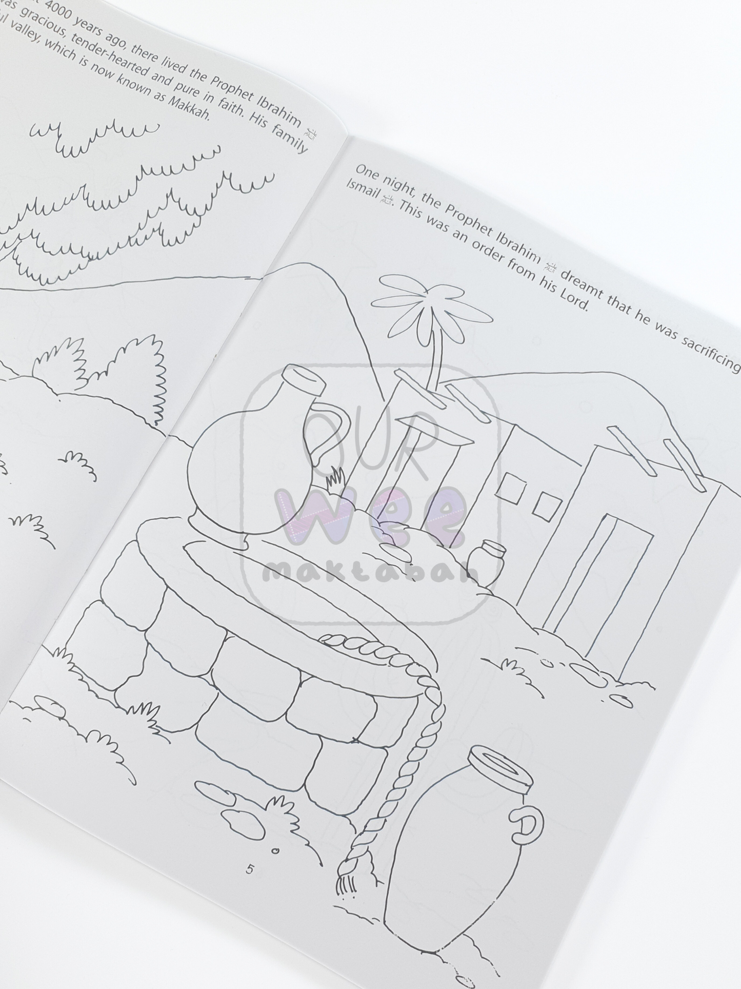 A sample page from Children's Stories from the Quran Colouring Book